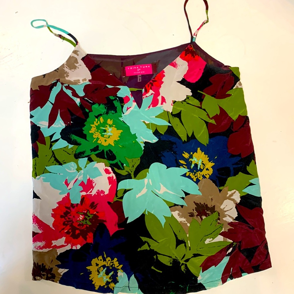 Trina Turk Silk Abstract Floral Camisole